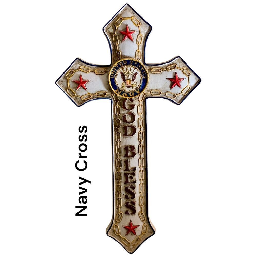 NWOT Montana West Hand Painted 16” United States Navy God Bless Wall Cross
